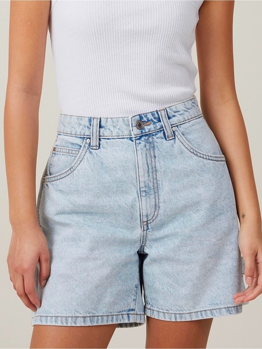 Zara Light Blue Boyfriend Denim Shorts